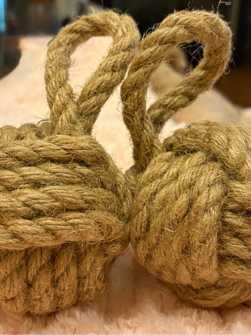 Natural Jute Rope Decorative Knot - Home Accents, Not weighted set of 2